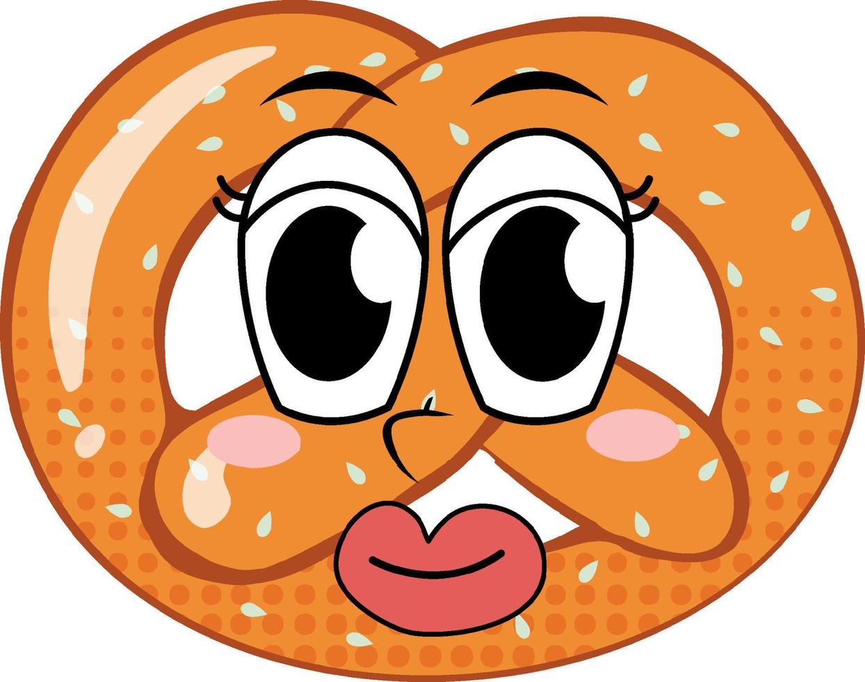 pretzel con cara feliz vector