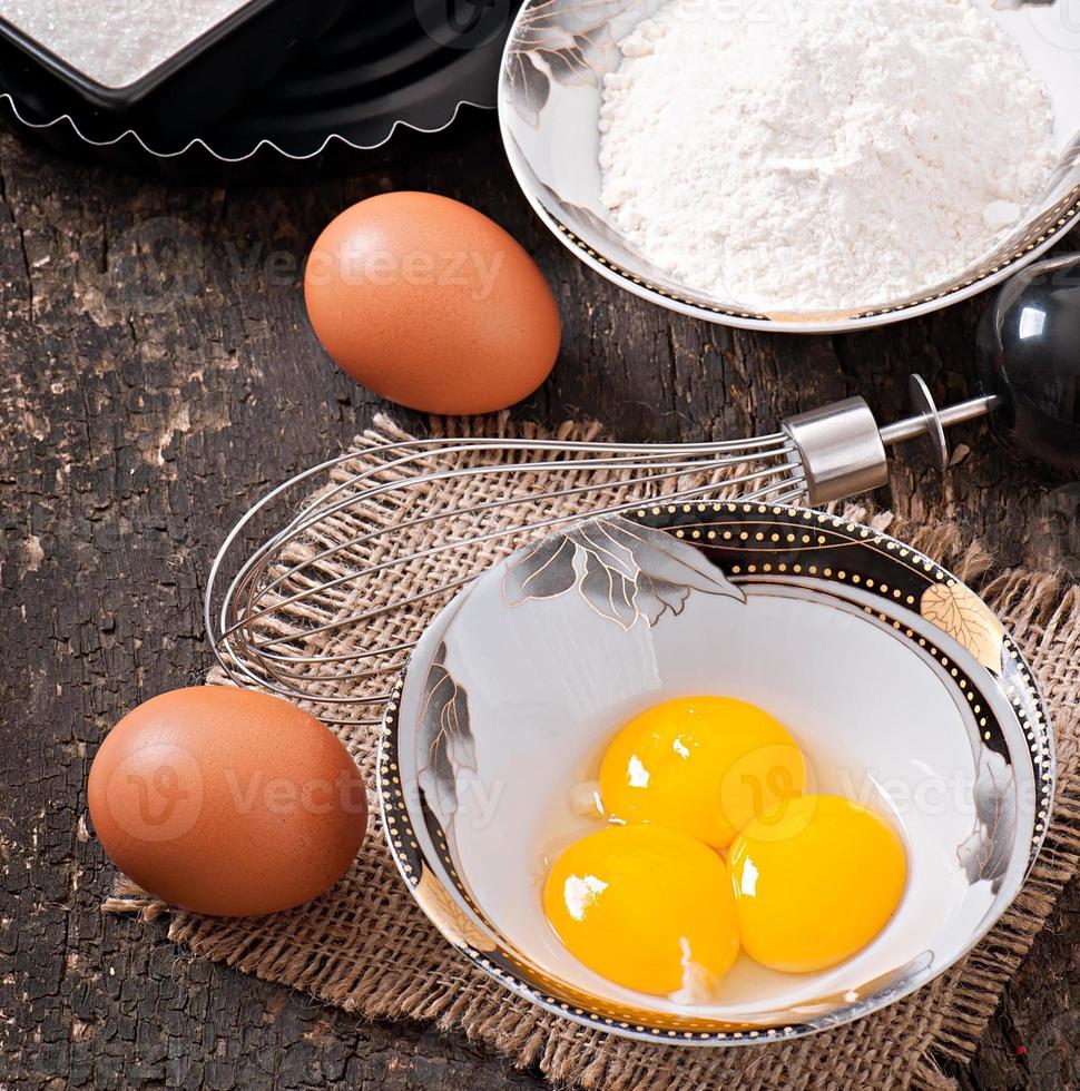 Baking ingredients for cake photo