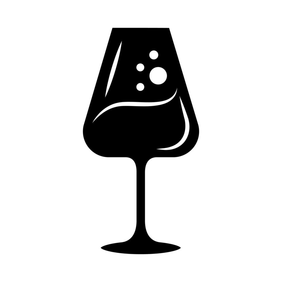 Dessert wine glass glyph icon. Alcohol beverage with bubbles. Sweet aperitif drink. Party cocktail. Port wineglass. Bar, restaurant. Silhouette symbol. Negative space. Vector isolated illustration