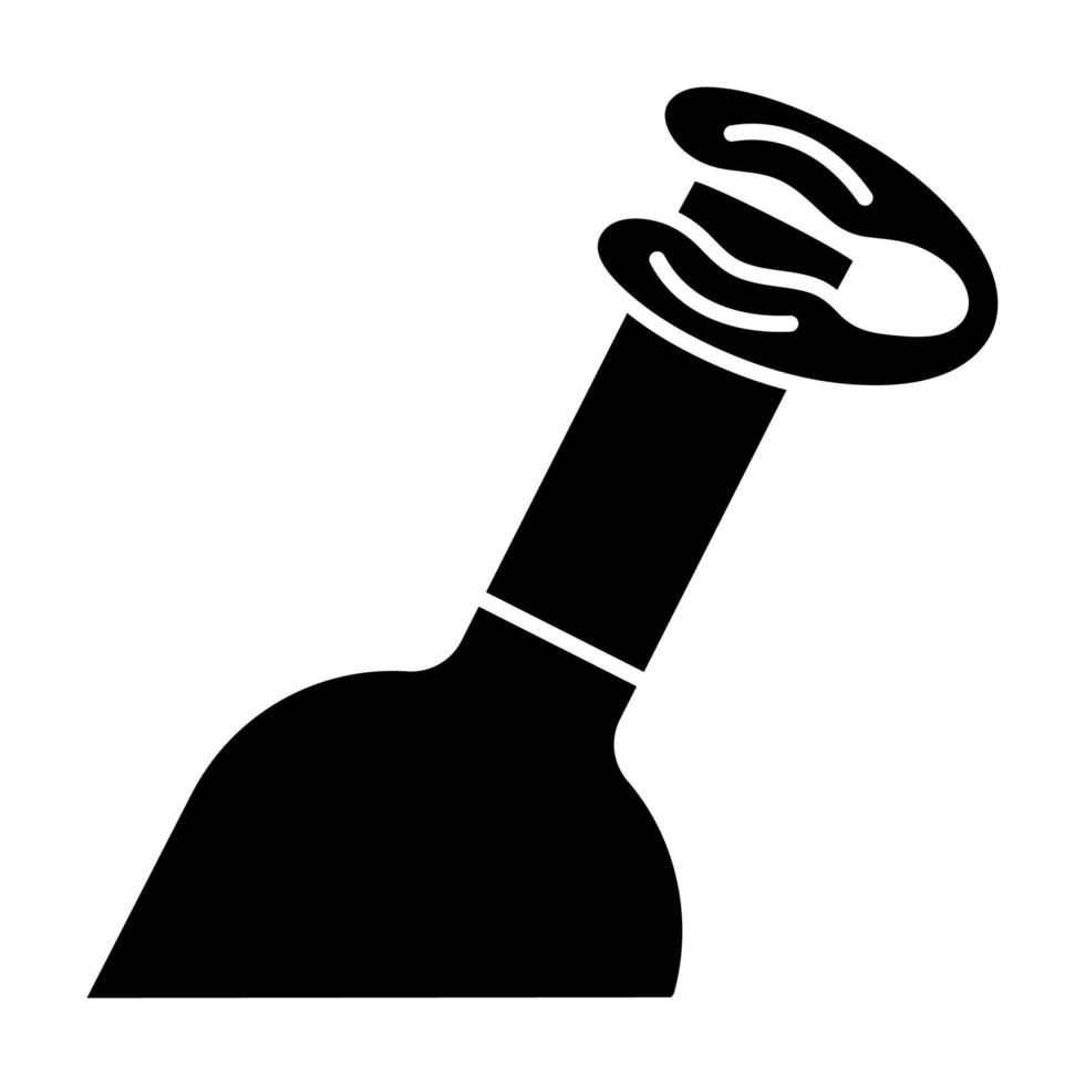 icono de glifo de botella de vino y cortador de lámina. bebida de aperitivo. Dispositivo de sommelier y barman. herramienta de extracción, utensilio de cocina y bar. símbolo de la silueta. espacio negativo. ilustración vectorial aislada vector