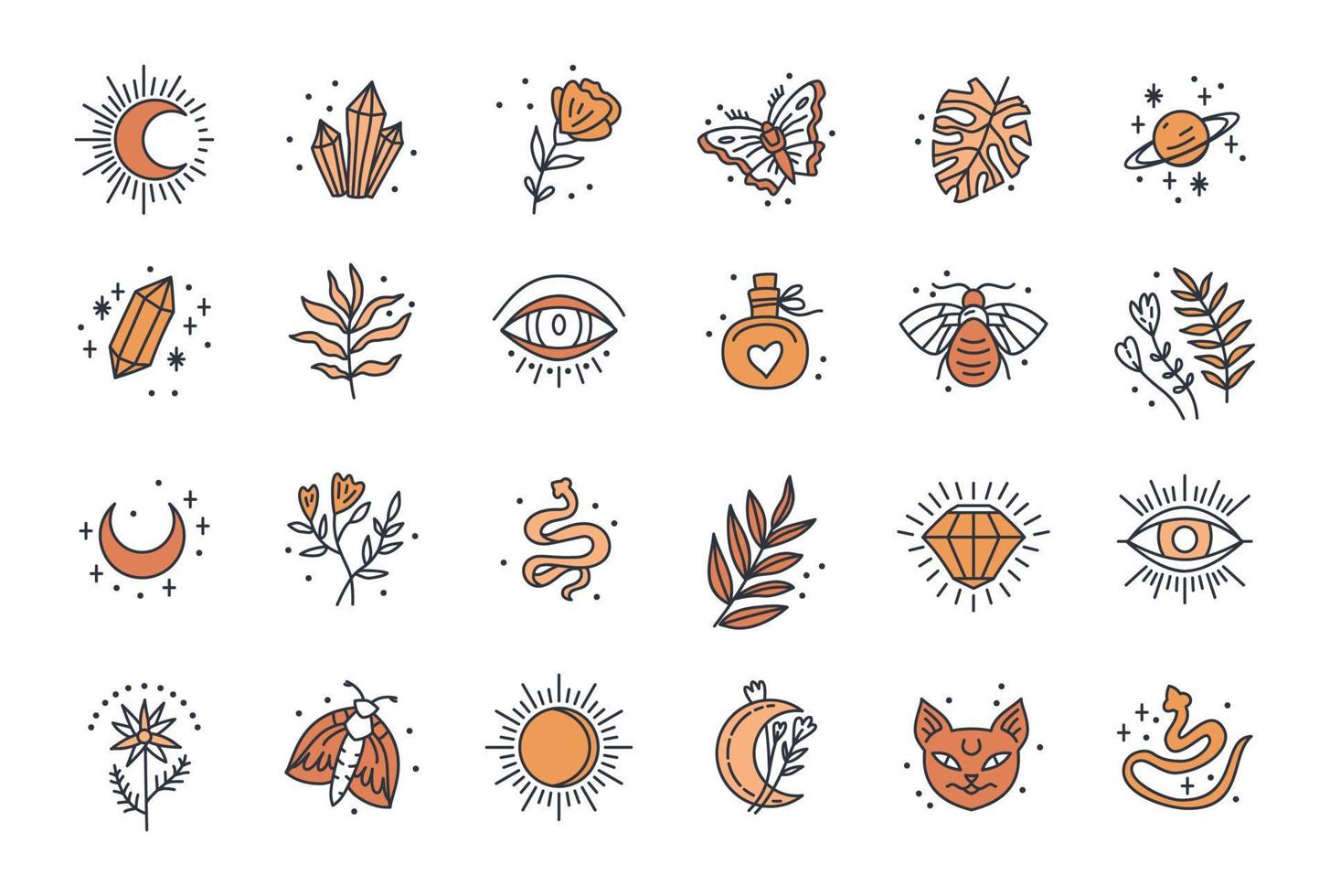 Set of various vector highlight covers with mystical boho elements