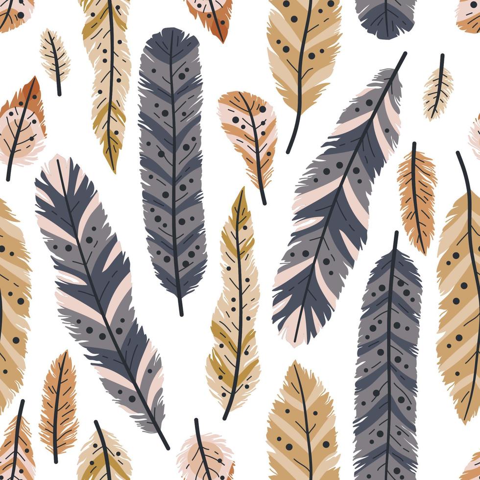 Seamless pattern of animals feathers vector