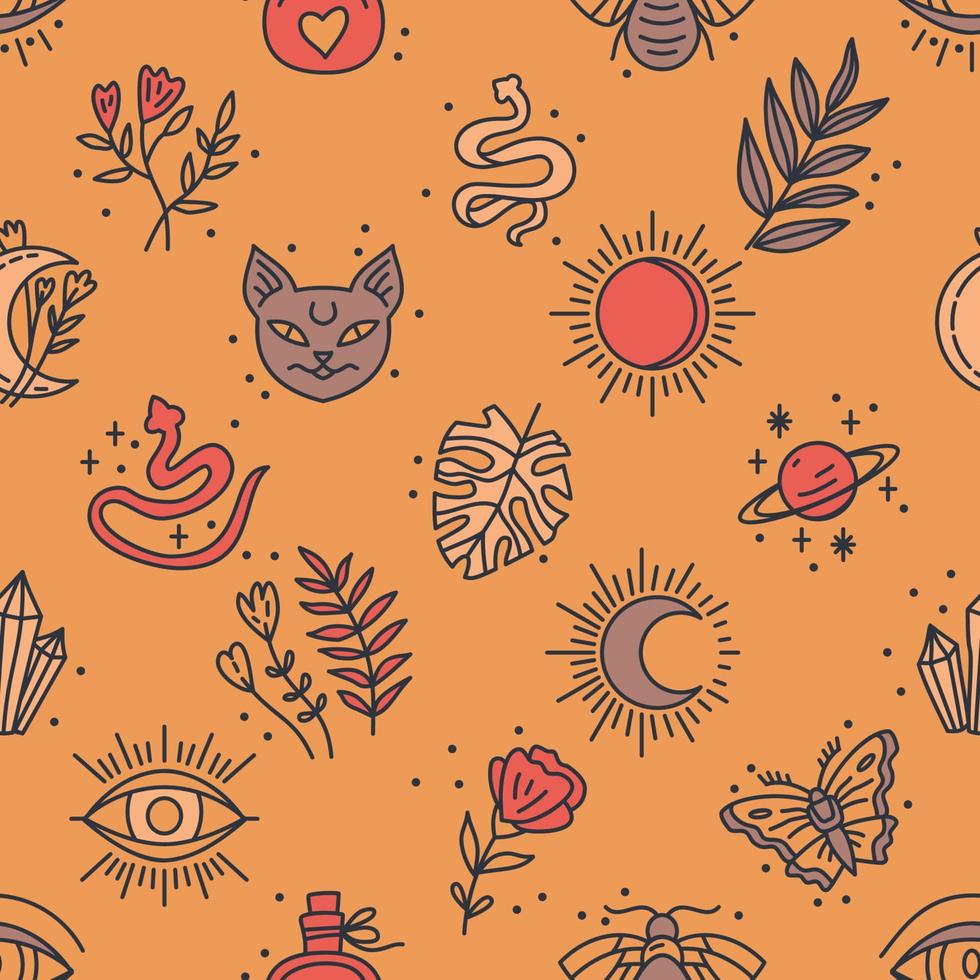Elegant celestial seamless pattern with boho elements vector
