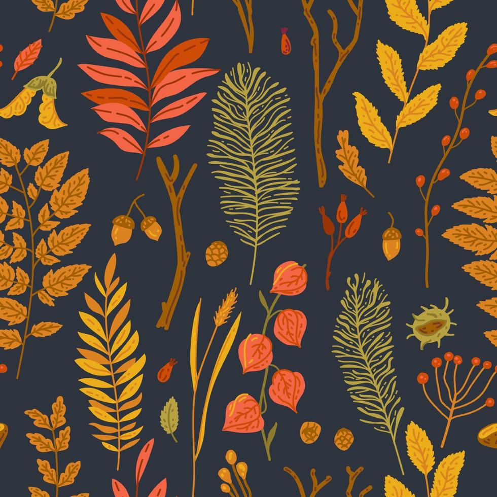 Imagen de papel tapiz de patrones sin fisuras de hojas de otoño. ilustración vectorial vector