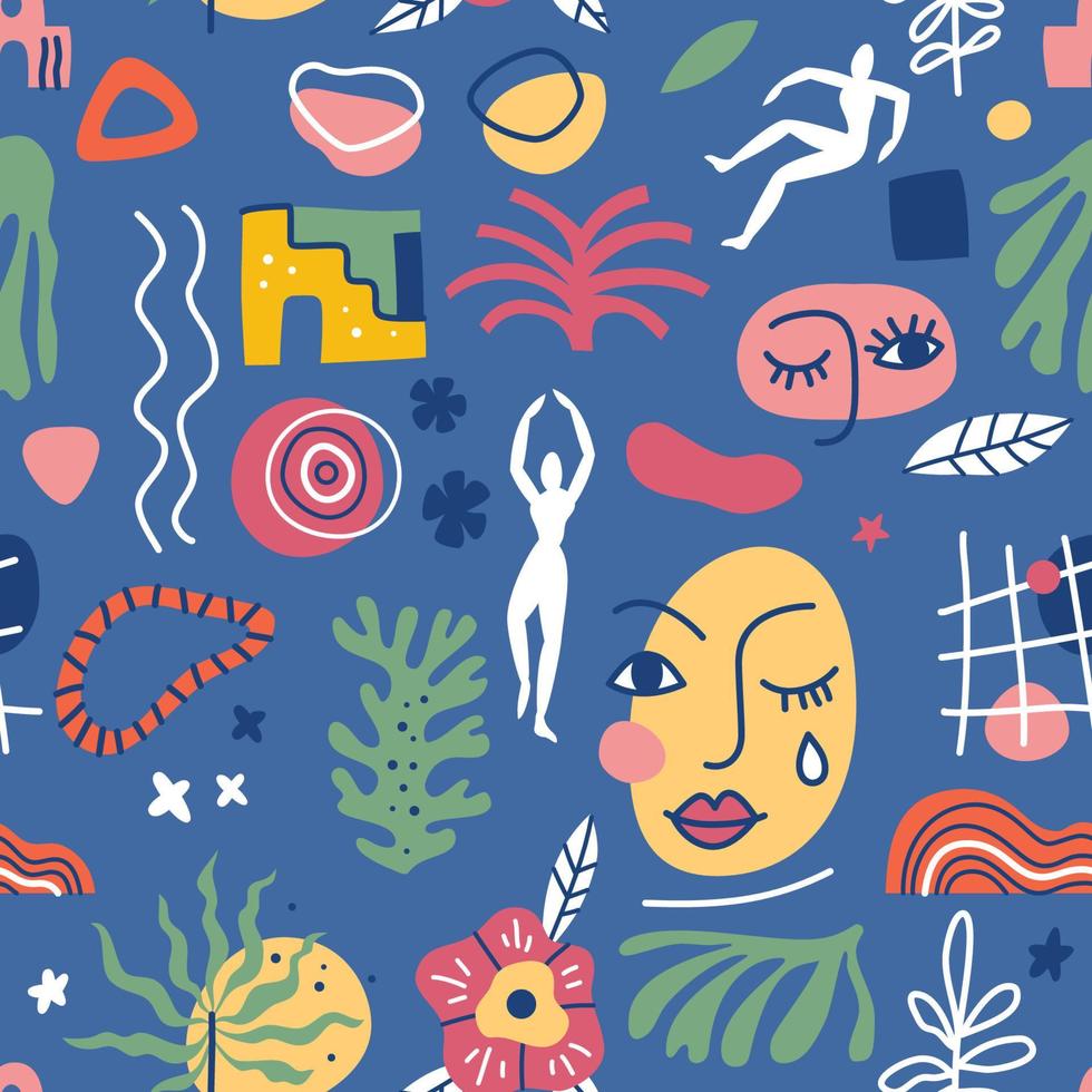 Seamless pattern with abstract geometric shapes in Matisse style vector