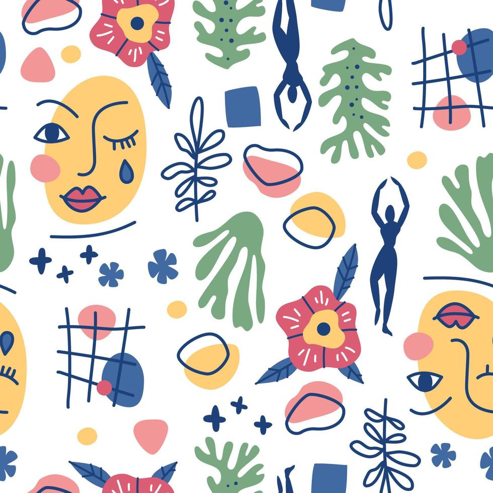Seamless pattern with abstract geometric shapes in Matisse style vector