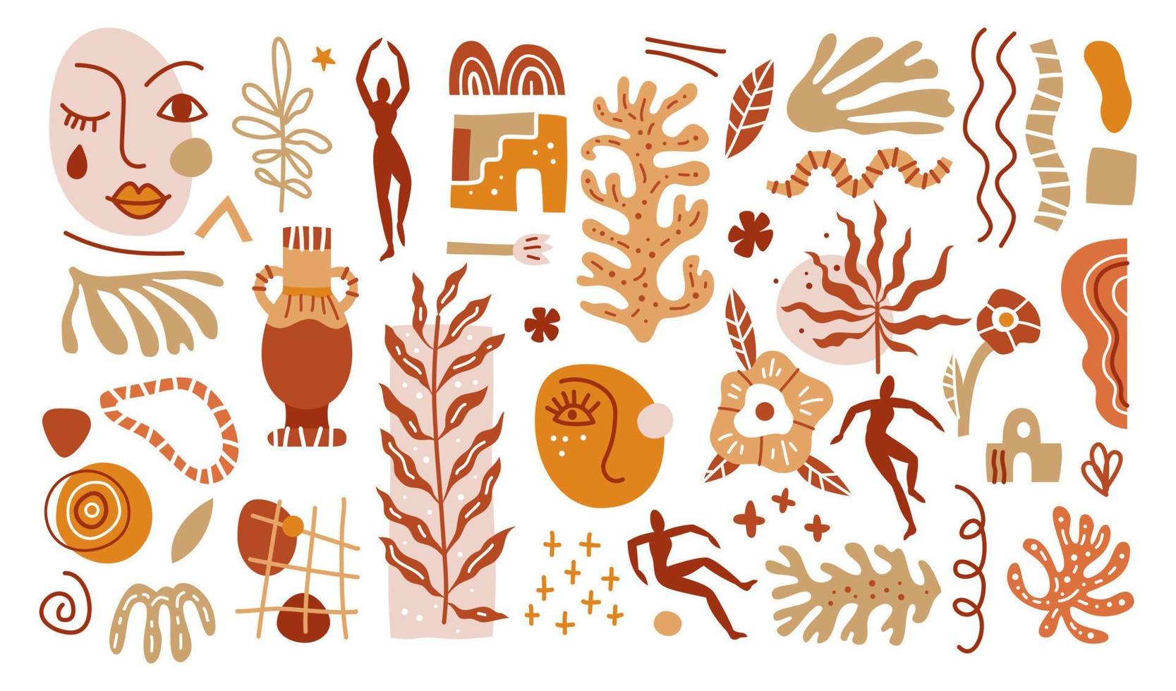 Big summer collection, unusual organic shapes in matisse art style vector