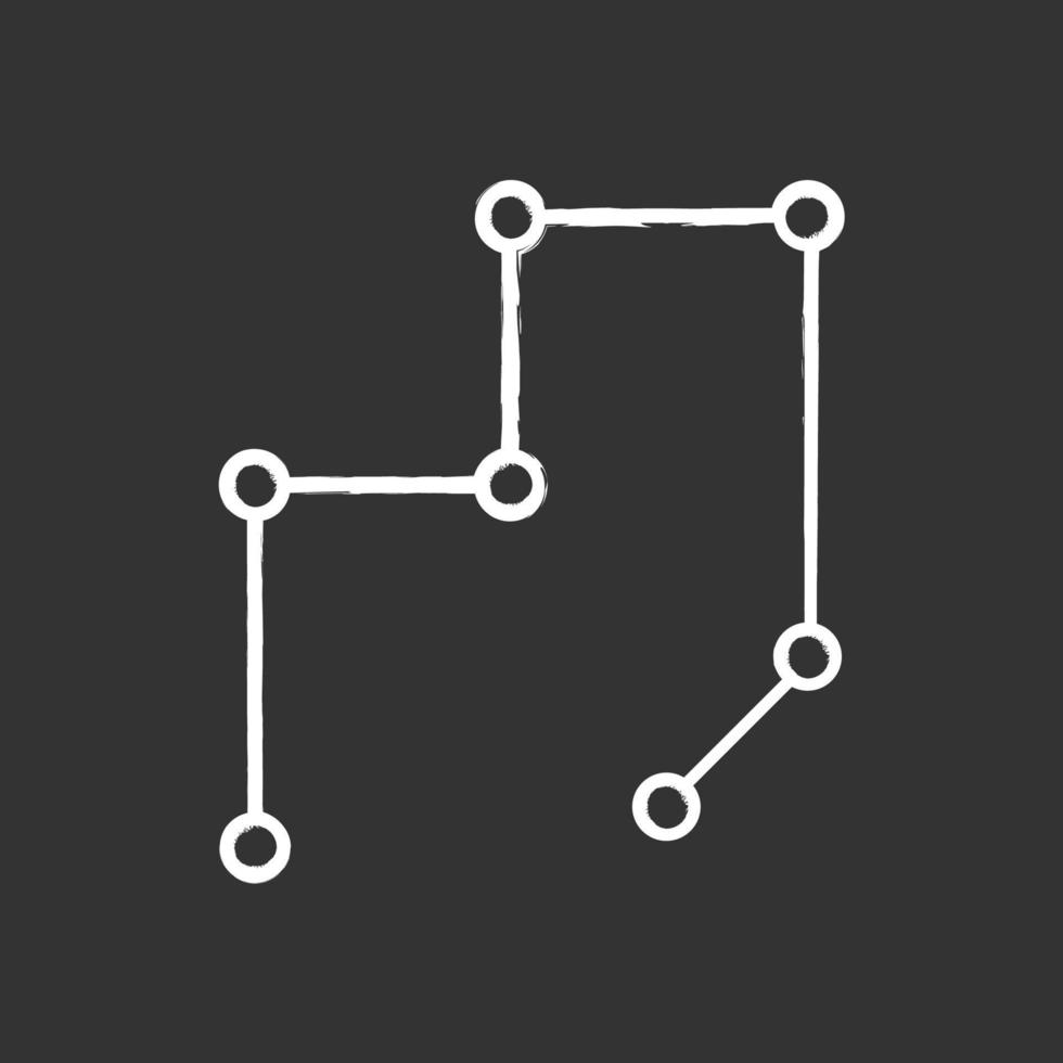 Connected lines chalk icon. Net of strokes with points. Broken lines. Graphic decorative element. Geometric figure. Abstract shape. Isometric form. Isolated vector chalkboard illustration