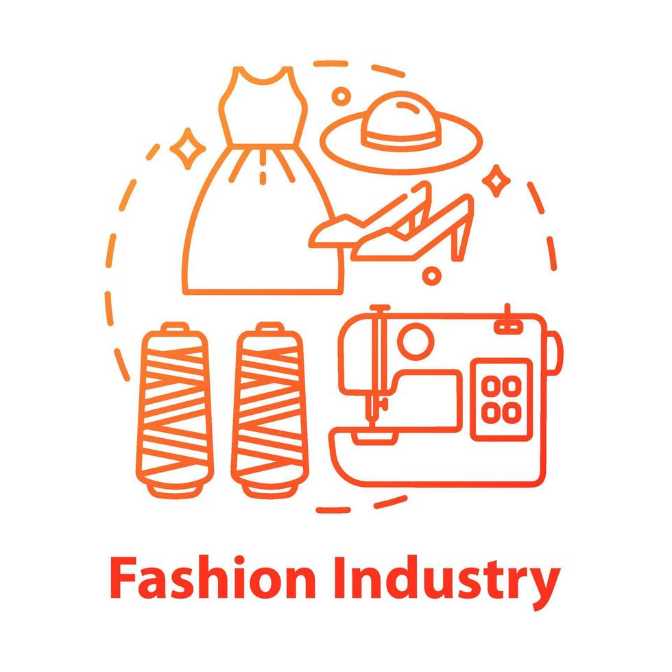 Fashion industry concept icon. Clothing business. Workshop for tailoring clothes and shoes. Sewing idea thin line illustration. Vector isolated outline drawing