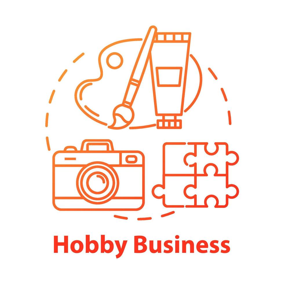 Hobby business concept icon. Amusement freetime activity. Creative work. Art courses idea thin line illustration. Vector isolated outline drawing