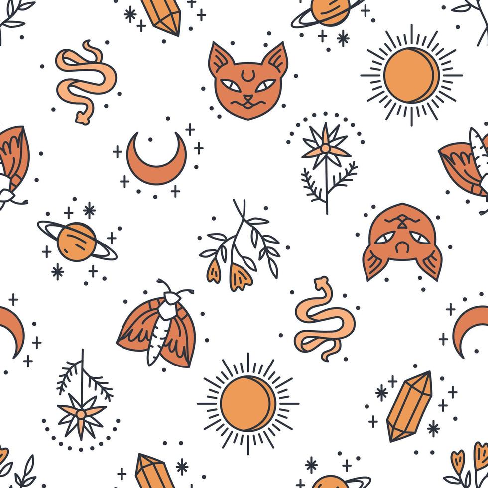 Elegant celestial seamless pattern with boho elements vector