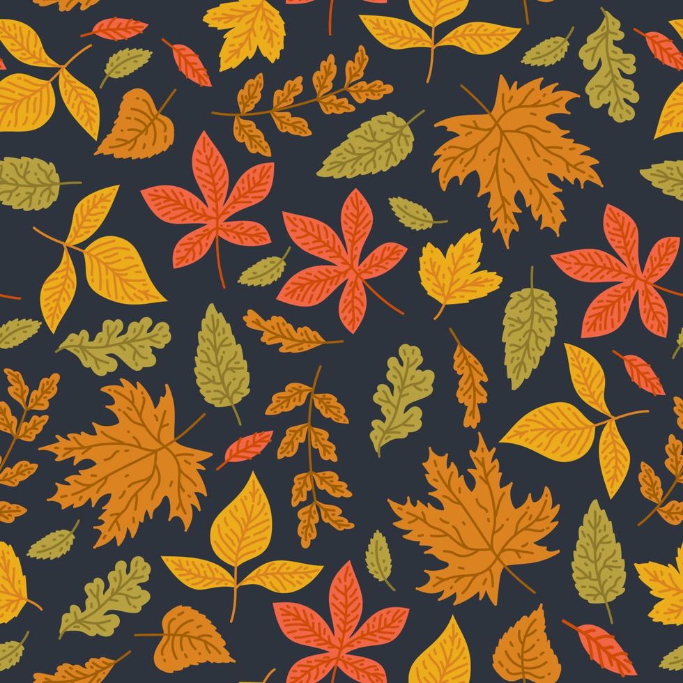 Autumn leaves seamless pattern wallpaper image. Vector illustration