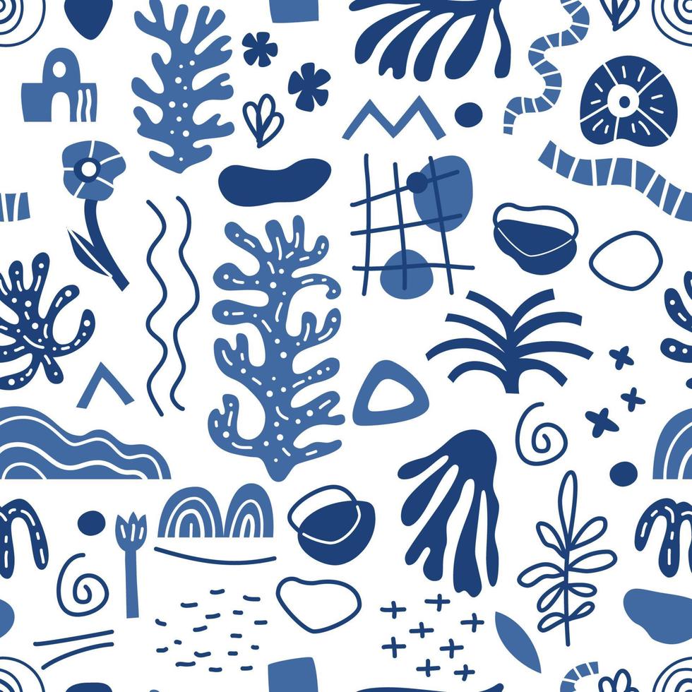 Modern seamless pattern with abstract shapes in Matisse style vector