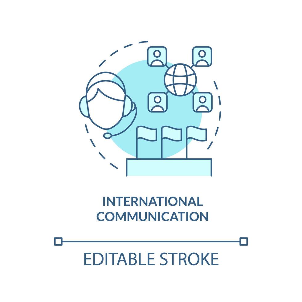 International communication turquoise concept icon. Professional conversation type abstract idea thin line illustration. Isolated outline drawing. Editable stroke. Arial, Myriad Pro-Bold fonts used vector