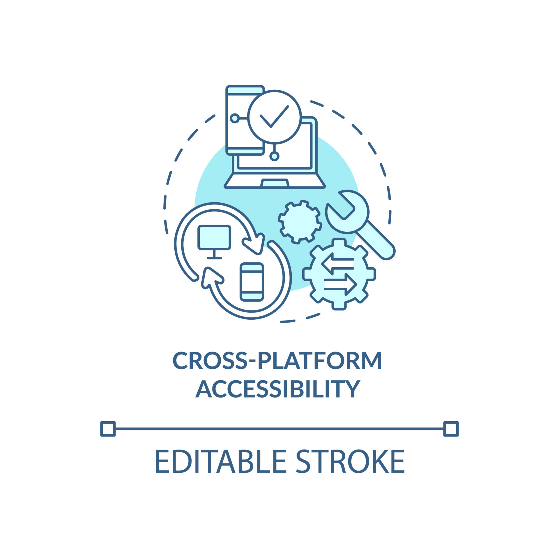Cross platform accessibility turquoise concept icon. Synchronization