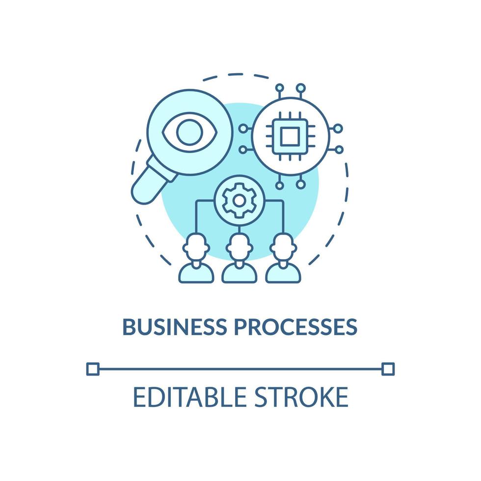 Business processes turquoise concept icon. Performance optimization. Web 3 0 abstract idea thin line illustration. Isolated outline drawing. Editable stroke. Arial, Myriad Pro-Bold fonts used vector