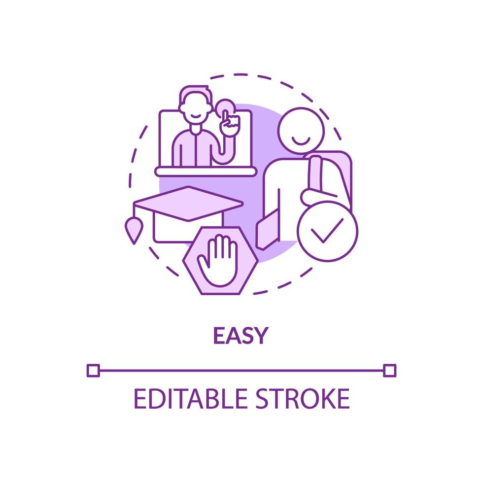 Easy purple concept icon. No education required for professional project. Web 3 0 abstract idea thin line illustration. Isolated outline drawing. Editable stroke. Arial, Myriad Pro-Bold fonts used vector