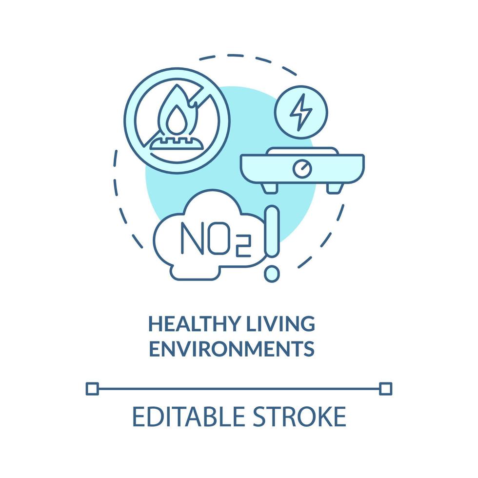 Healthy living environments turquoise concept icon. Electrification abstract idea thin line illustration. Isolated outline drawing. Editable stroke. Roboto-Medium, Myriad Pro-Bold fonts used vector