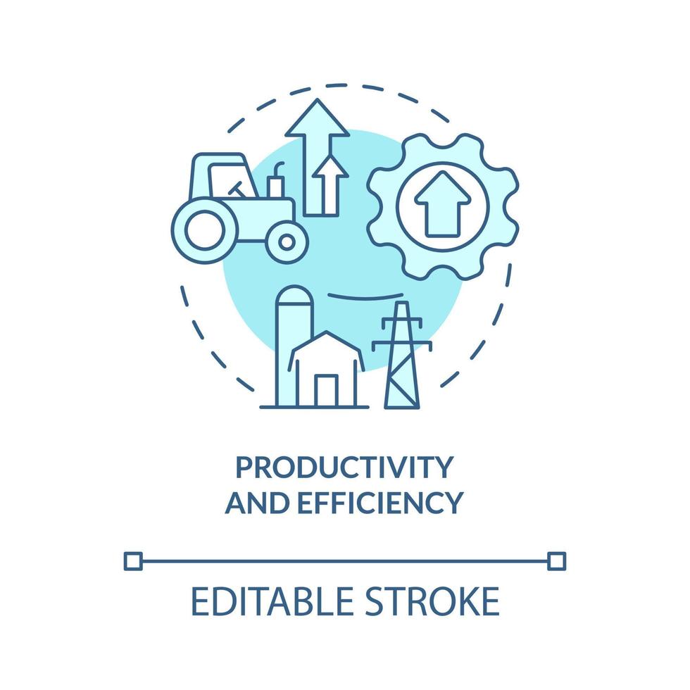 icono de concepto turquesa de productividad y eficiencia. re beneficios económicos idea abstracta ilustración de línea delgada. dibujo de contorno aislado. trazo editable. roboto-medium, innumerables fuentes pro-bold utilizadas vector