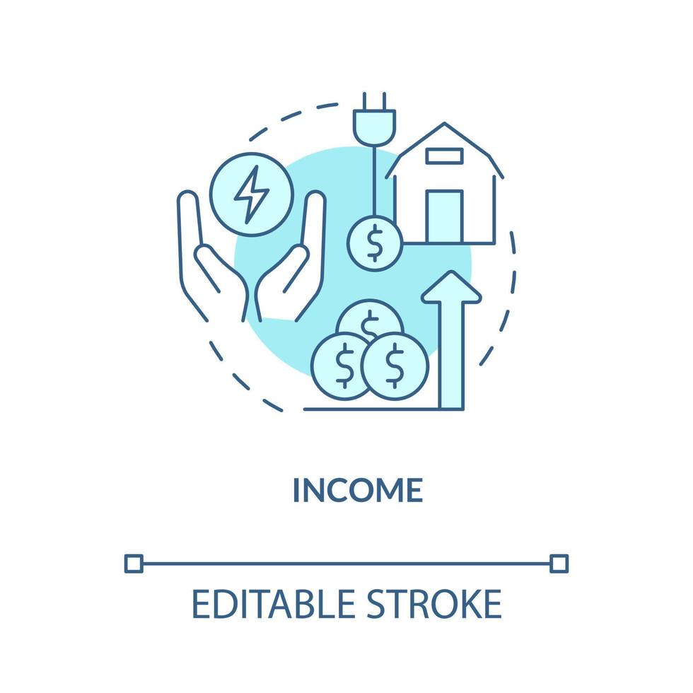 icono de concepto turquesa de ingresos. crecimiento económico. impacto de la electrificación idea abstracta ilustración de línea delgada. dibujo de contorno aislado. trazo editable. roboto-medium, innumerables fuentes pro-bold utilizadas vector