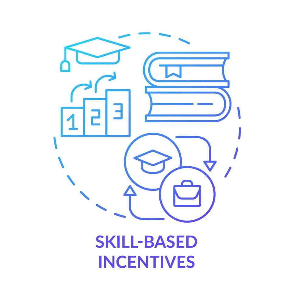 Skill-based incentives blue gradient concept icon. Development of team members abstract idea thin line illustration. Isolated outline drawing. Roboto-Medium, Myriad Pro-Bold fonts used vector