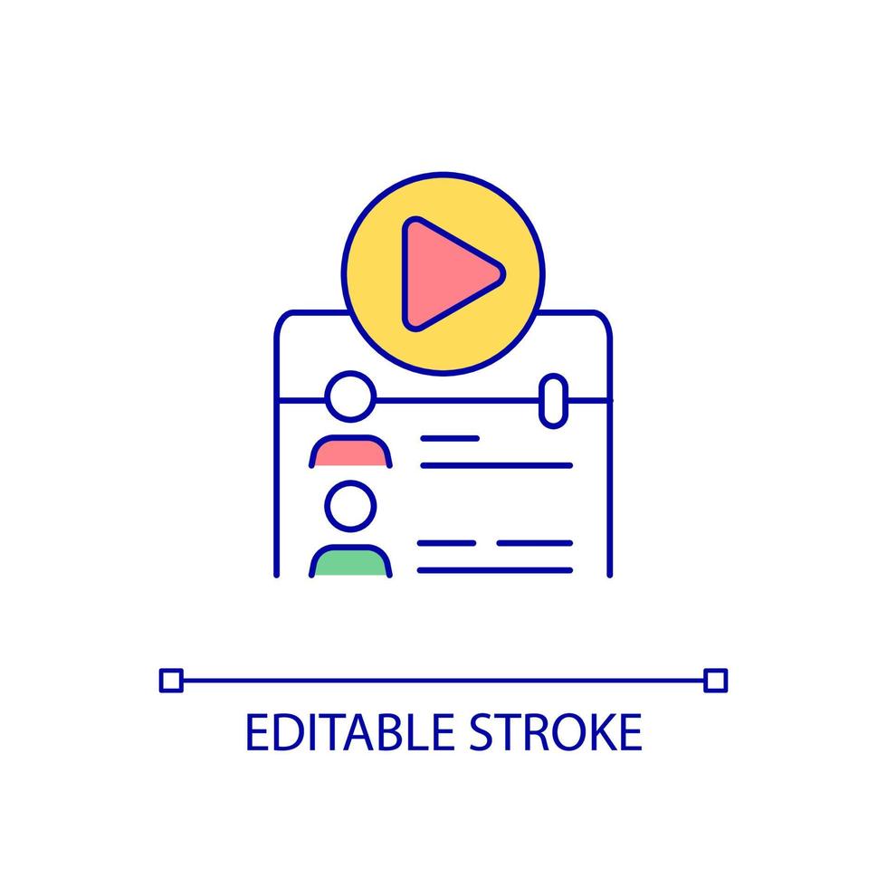 Subscribers RGB color icon. Subscription business model. Followers of publisher. Content creator fans. Isolated vector illustration. Simple filled line drawing. Editable stroke. Arial font used