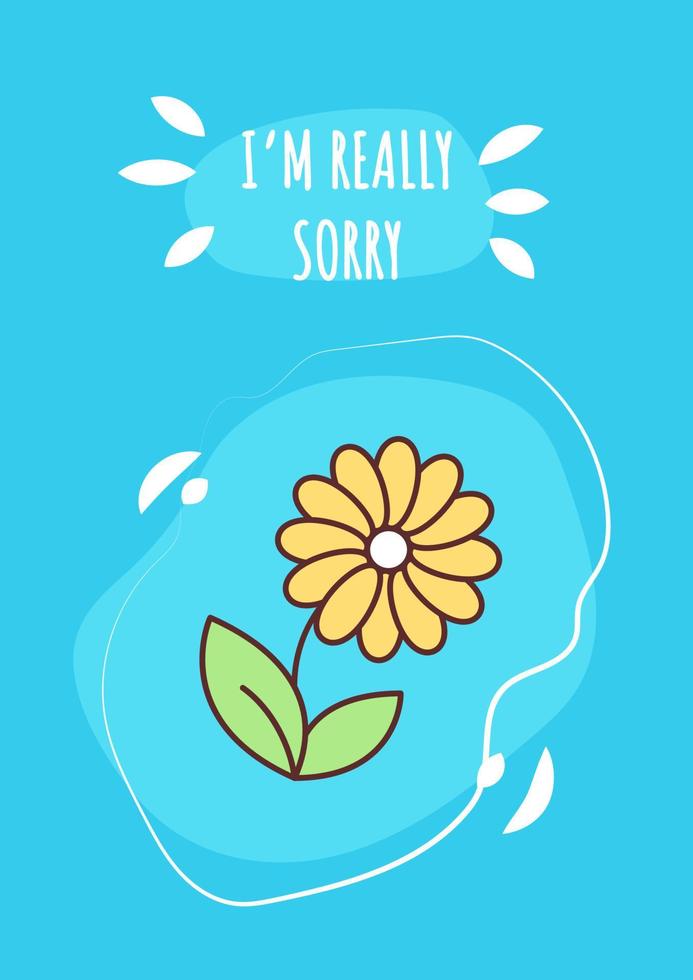 I am really sorry greeting card with color icon element. Regret and confession. Postcard vector design. Decorative flyer with creative illustration. Notecard with congratulatory message