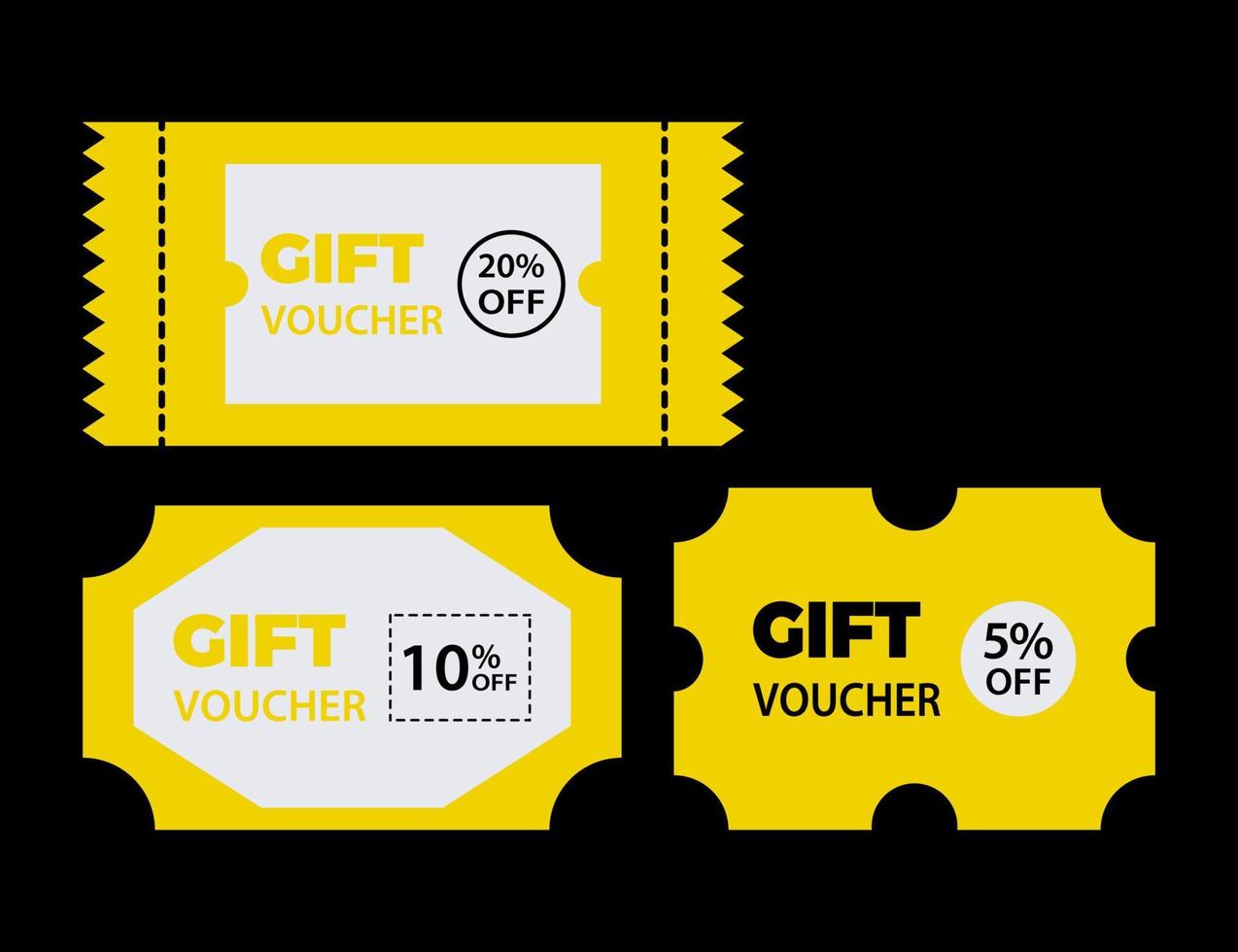 Gift discount voucher label design with yellow color vector