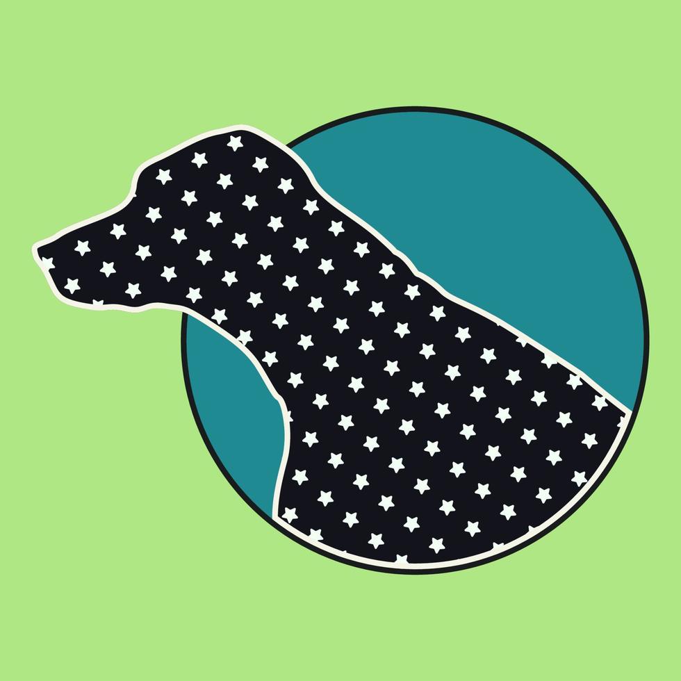 Dog silhouette with stars pattern vector illustration