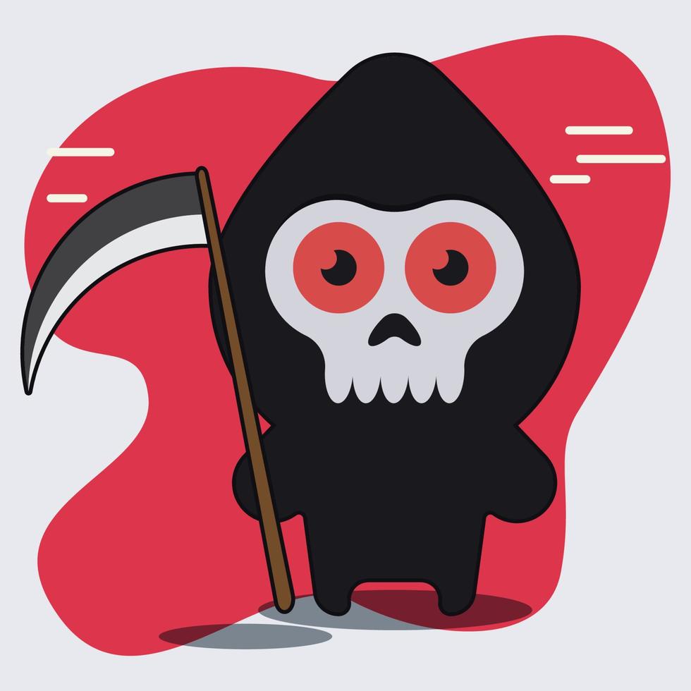 Grim reaper cute cartoon vector illustration