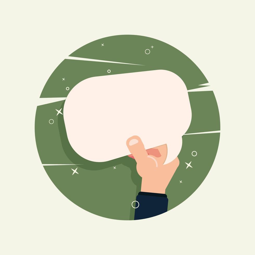 Hand holding empty speech bubble design vector