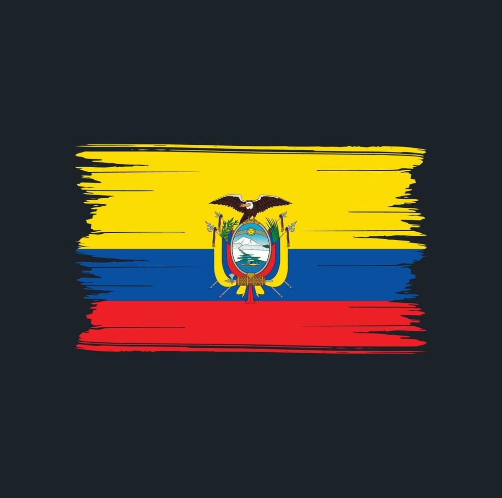 trazos de pincel de la bandera de ecuador. bandera nacional vector