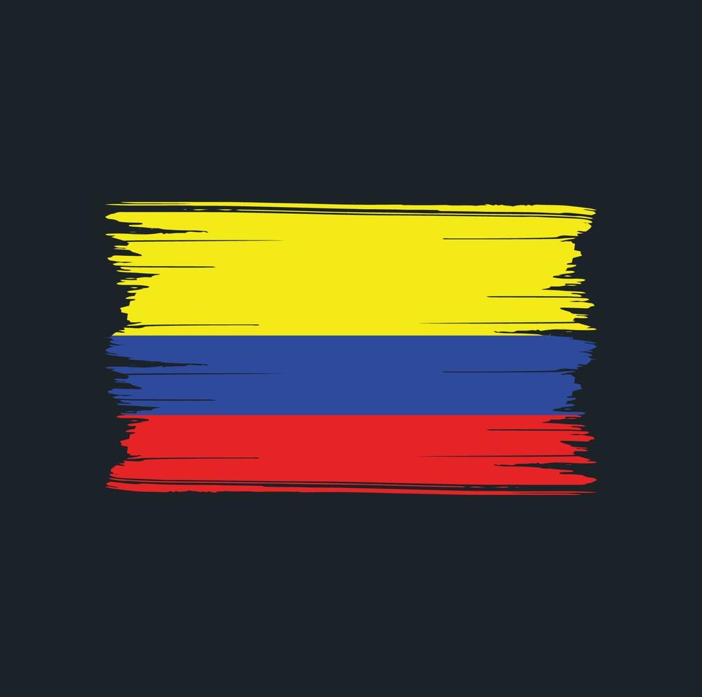 trazos de pincel de la bandera de colombia. bandera nacional vector