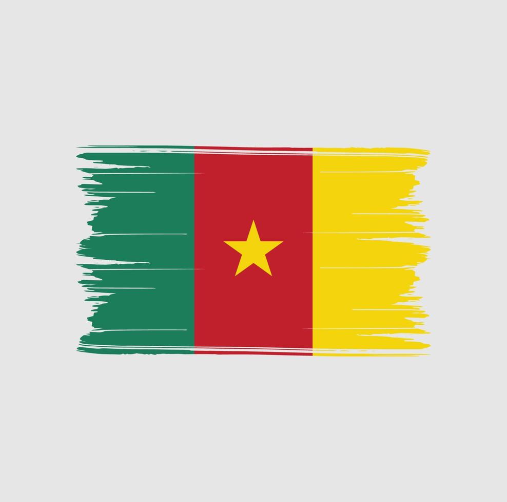 Cameroon Flag Brush Strokes. National Flag vector