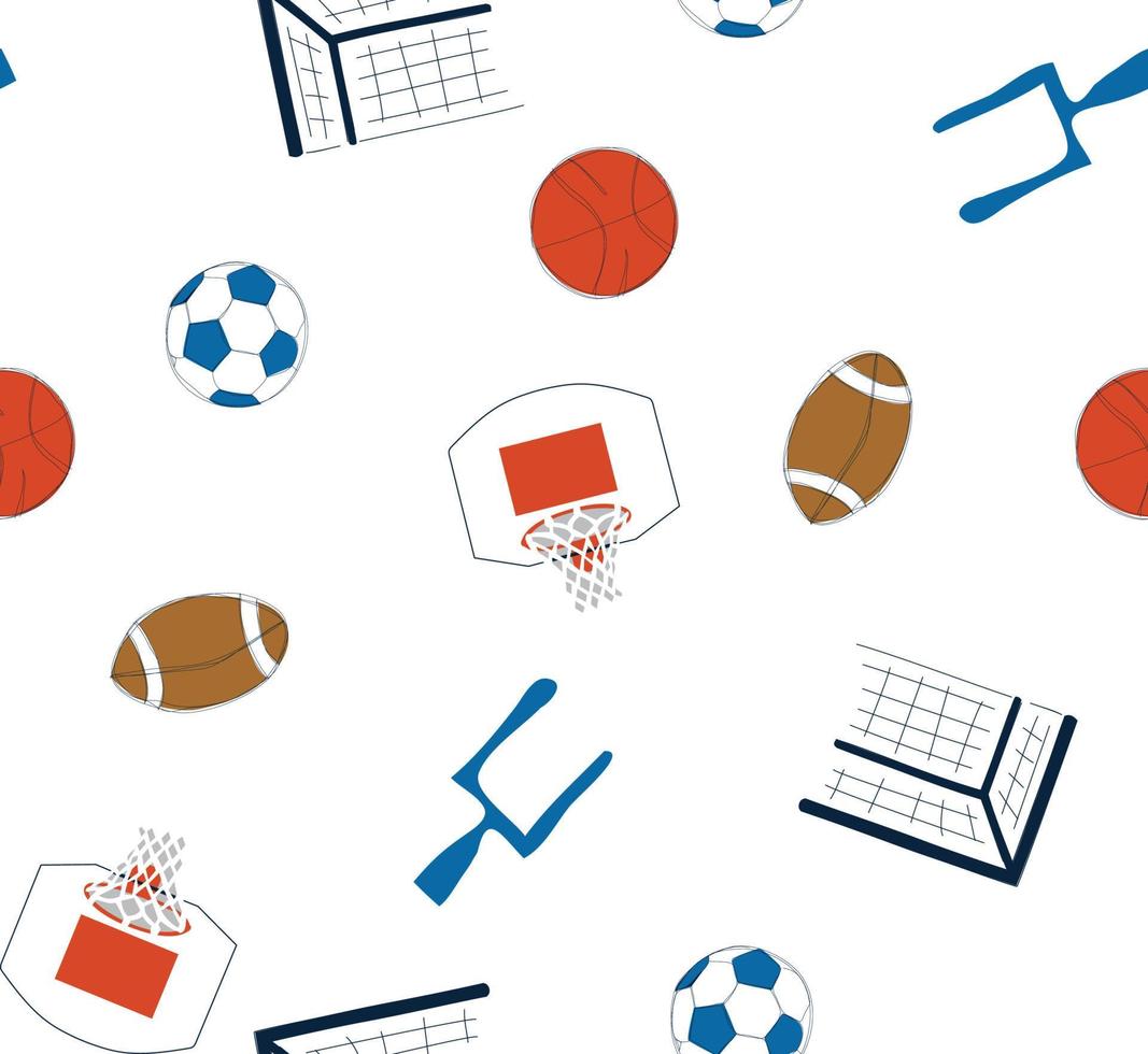 Sports Elements repeat seamless pattern vector
