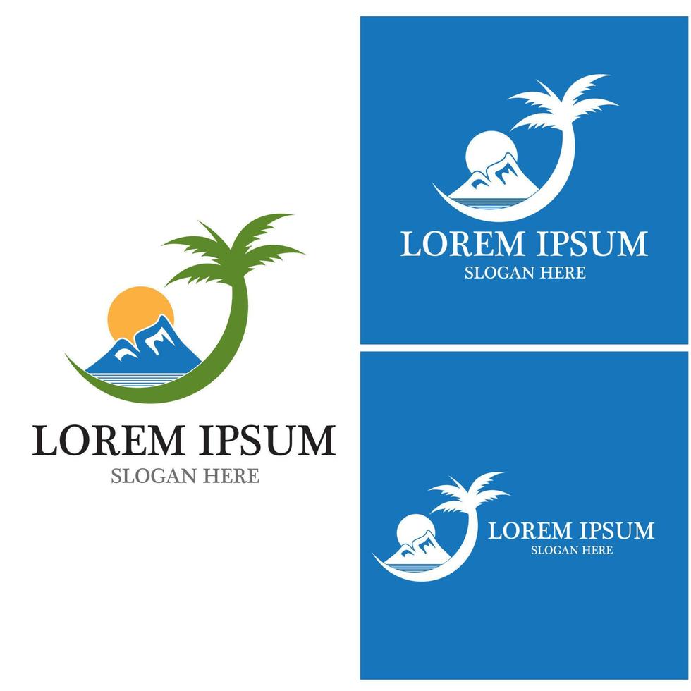 Palm tree summer logo template vector