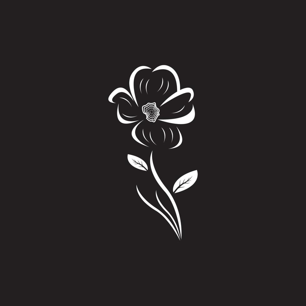 icono de flor y símbolo con fondo negro vector