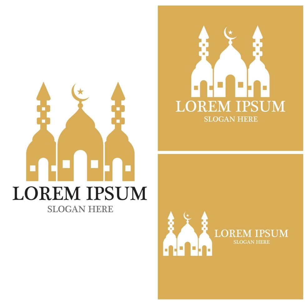 icono de mezquita y plantilla de vector de símbolo