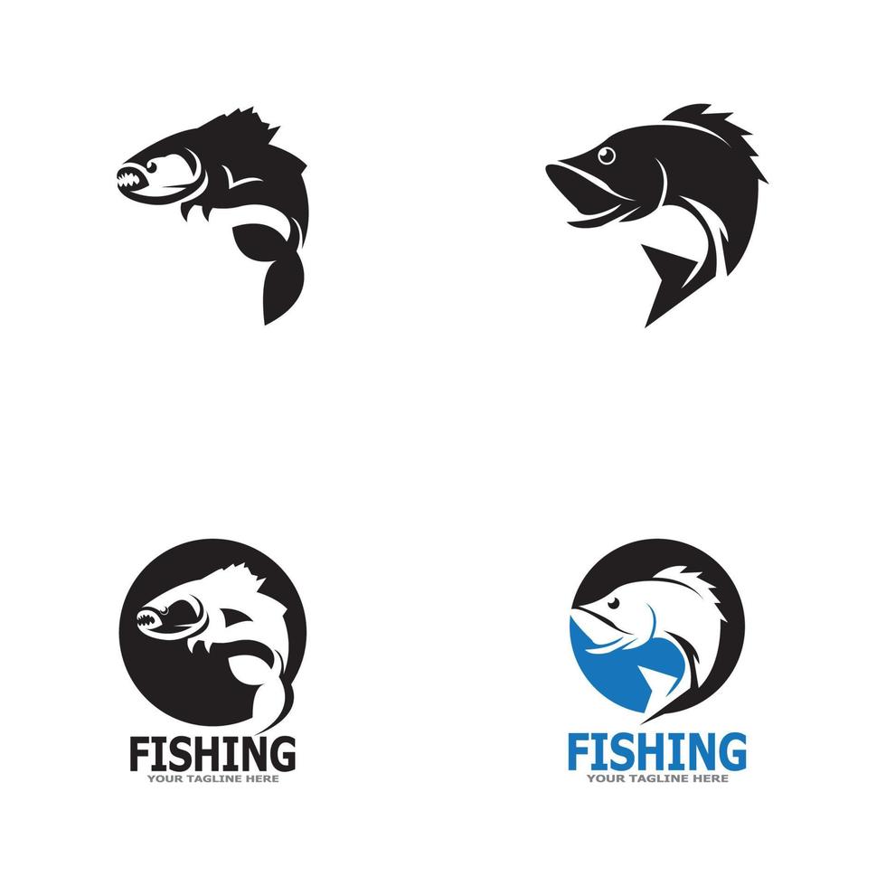 icono de pescado y plantilla de vector de símbolo