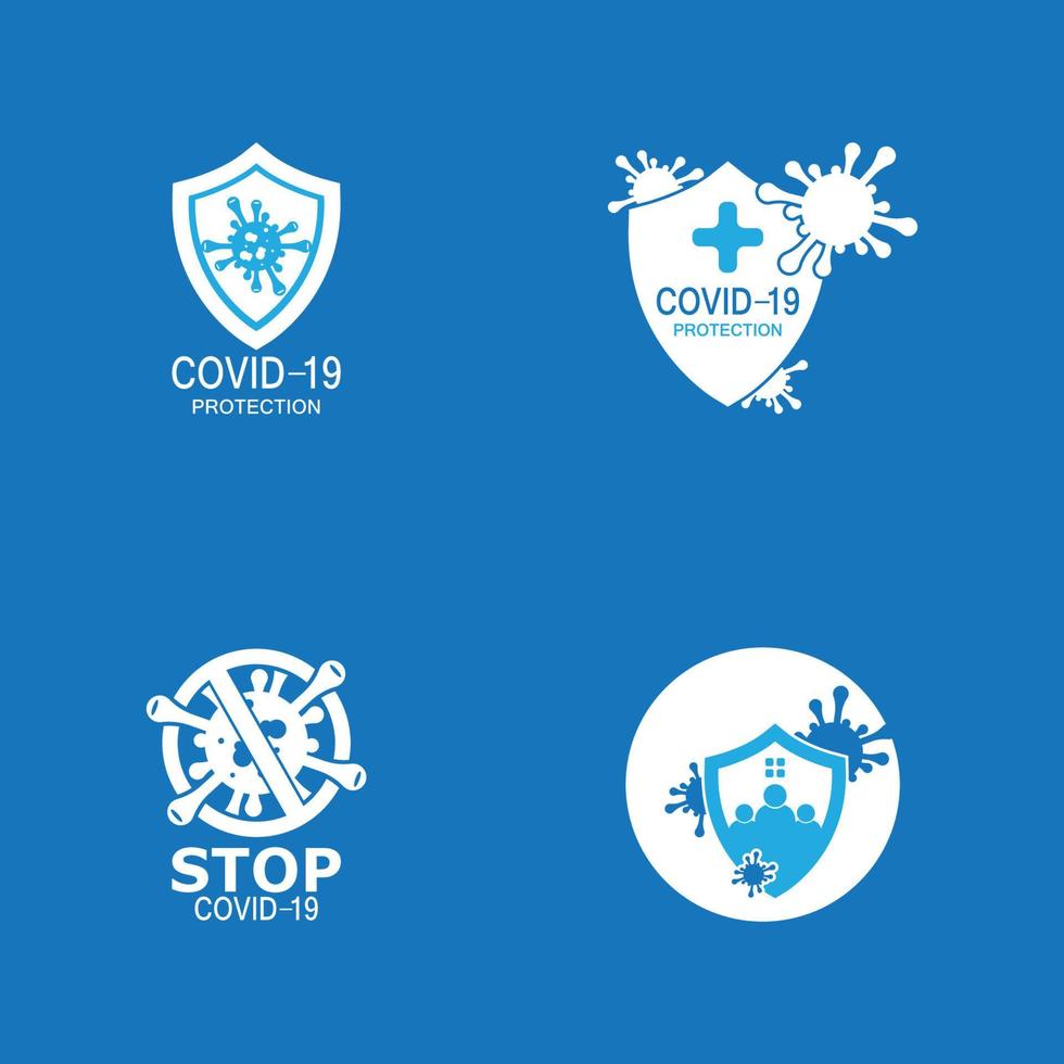 Ilustración de vector de logotipo de protección covid-19