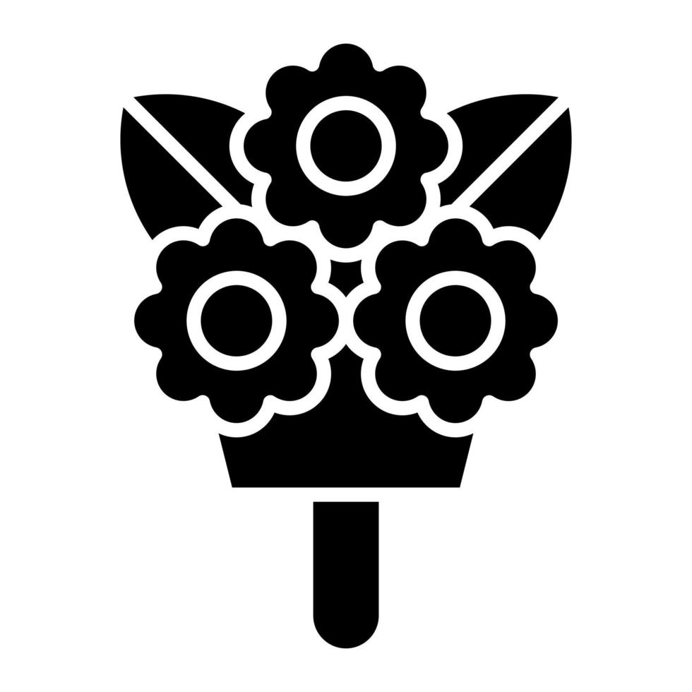 icono de glifo de ramo de flores vector