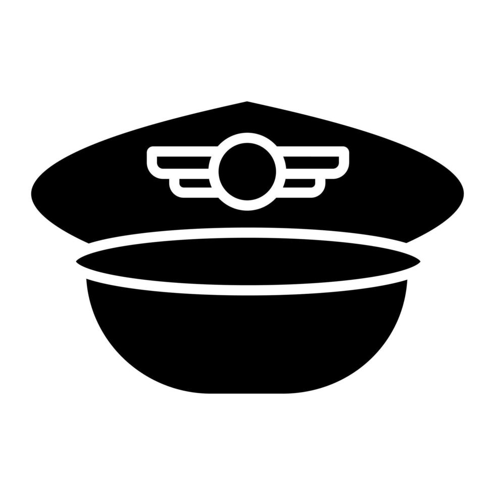 Pilot Hat Glyph Icon vector