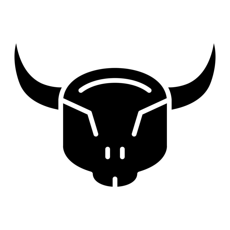 icono de glifo de cráneo de toro vector