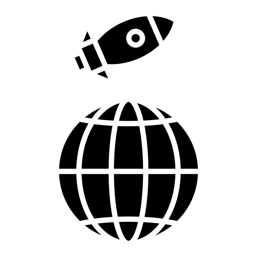 Rocket Earth Glyph Icon vector