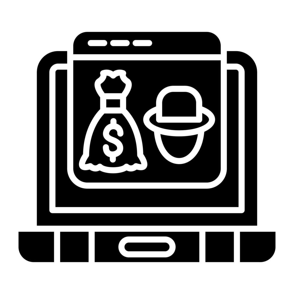Online Robbery Glyph Icon vector
