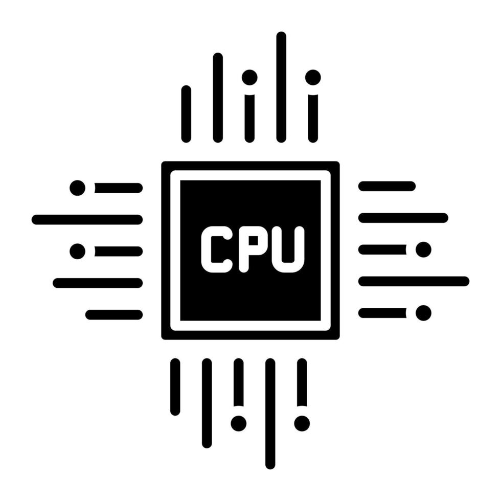 icono de glifo de procesador de cpu vector