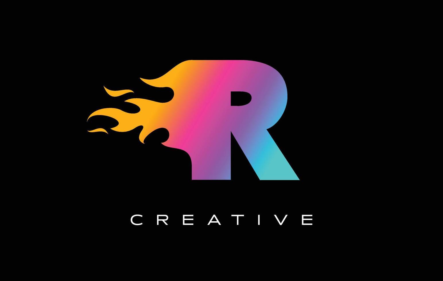 R Letter Flame Logo Design. Fire Logo Lettering Concept. vector