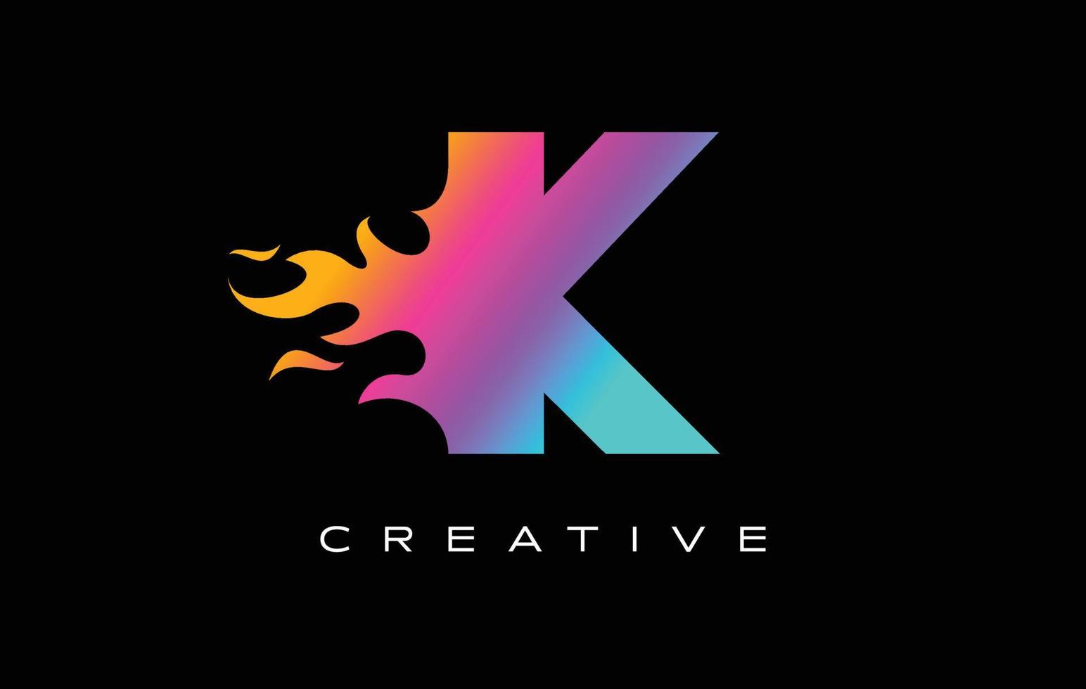 Diseño de logotipo de letra k llama. concepto de letras del logotipo de fuego. vector