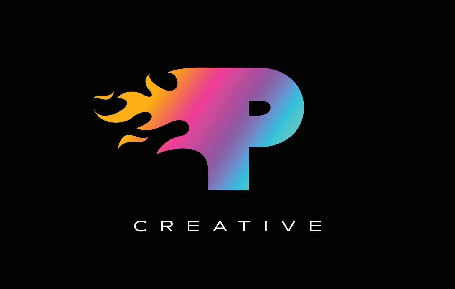 P Letter Flame Logo Design. Fire Logo Lettering Concept. vector