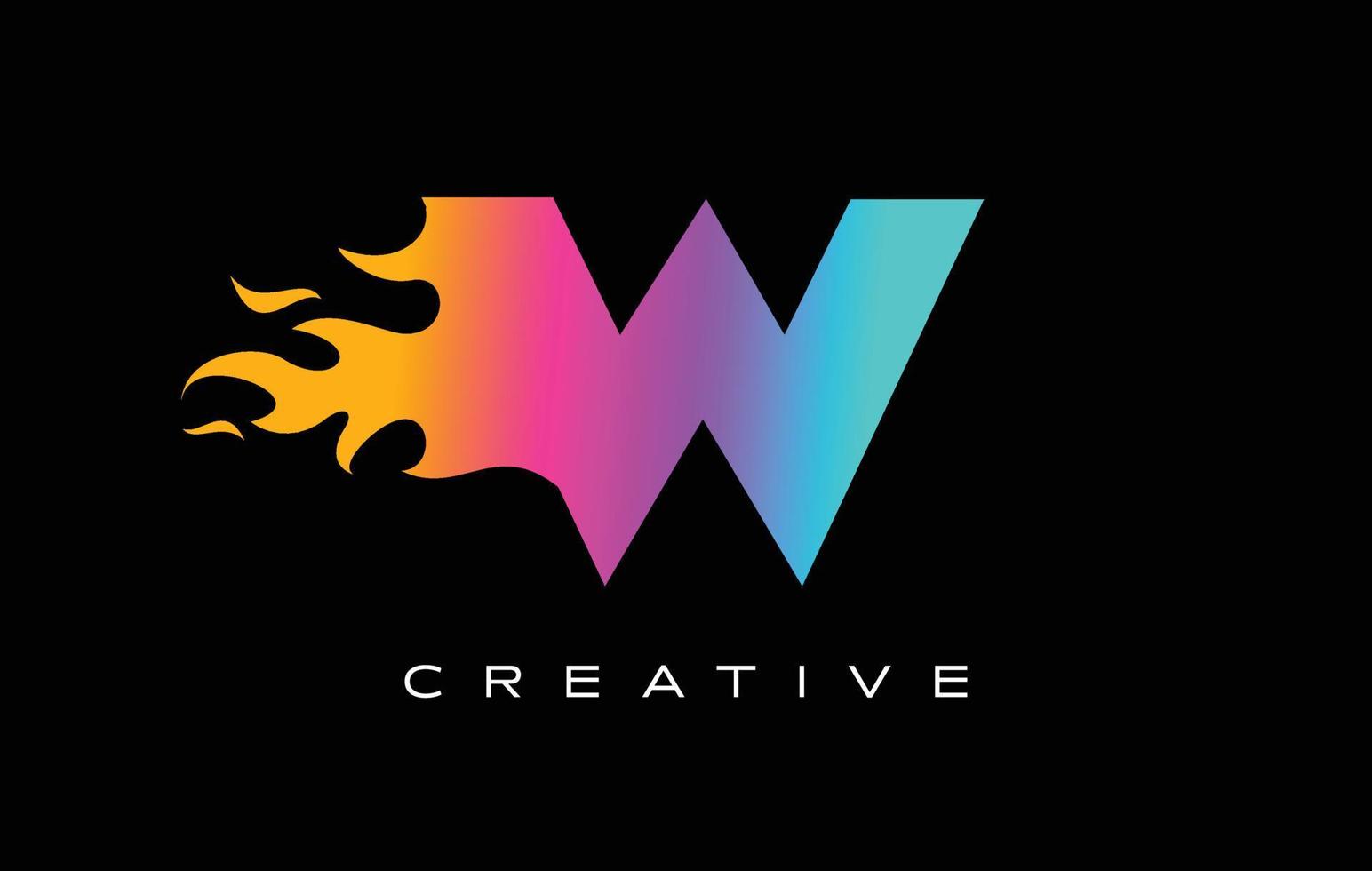 W Letter Flame Logo Design. Fire Logo Lettering Concept. vector